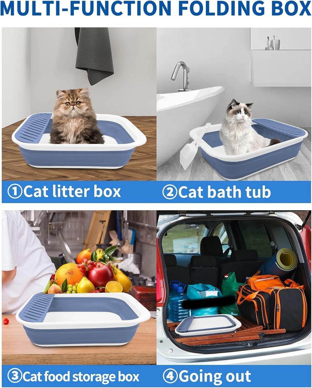 Katzentoilette Flach Gross, Katzenklo Flach Mit Schaufel, Katzenklo Niedrig für alte Katzen, Reiseto