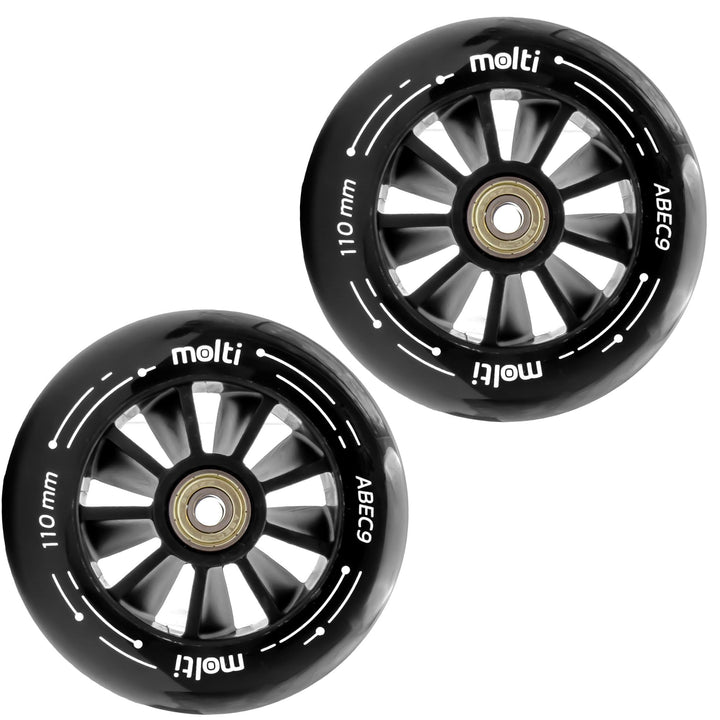 molti 2 Ersatzräder Ersatzrollen 100/110mm mit ABEC-9 Chrom 2er Set wheels Skaterrollen, Scooterroll