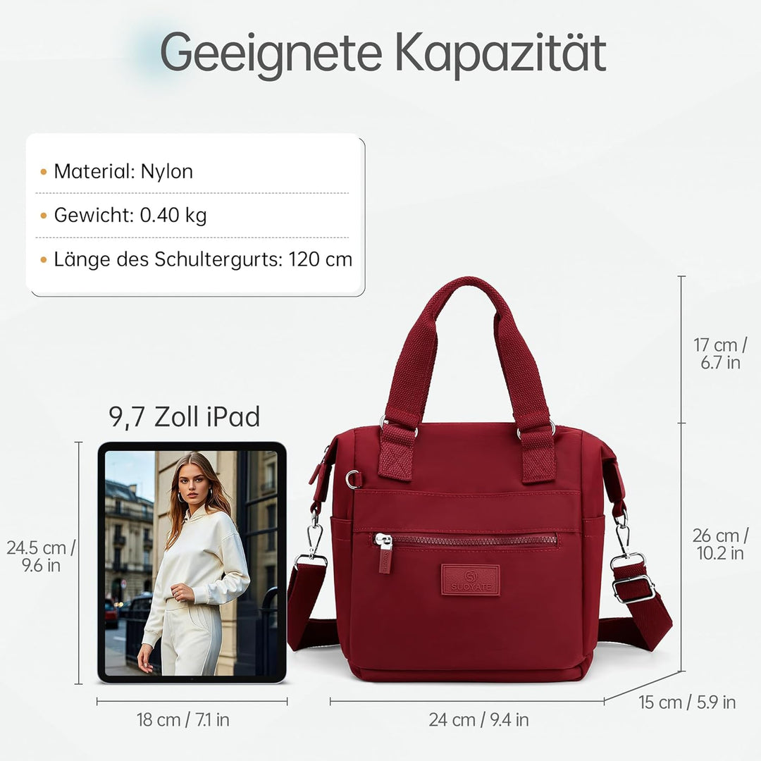 DIRRONA Beiläufig Damen Umhängetasche Multi Pocket Multi Fach Crossbody Bag Mittelgrosse Umhängetasc