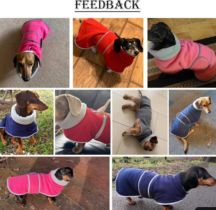 MOREZI Winterhundejacke mit wattiertem Flusenfutter, verstellbarem Klettknopf und hochklappbarem Ste