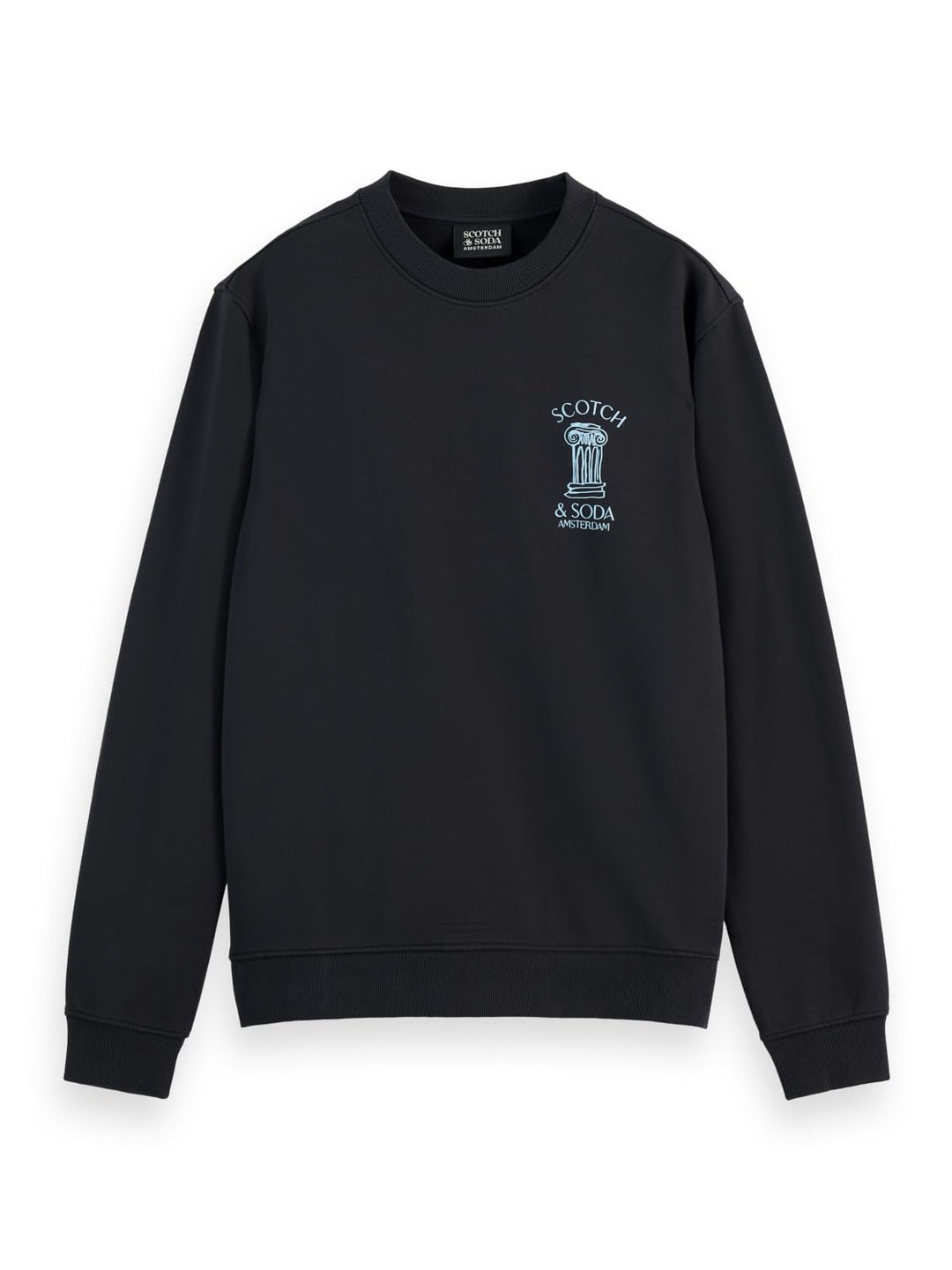 Scotch & Soda Herren Left Chest Artwork Crewneck Sweatshirt S Schwarz, S Schwarz