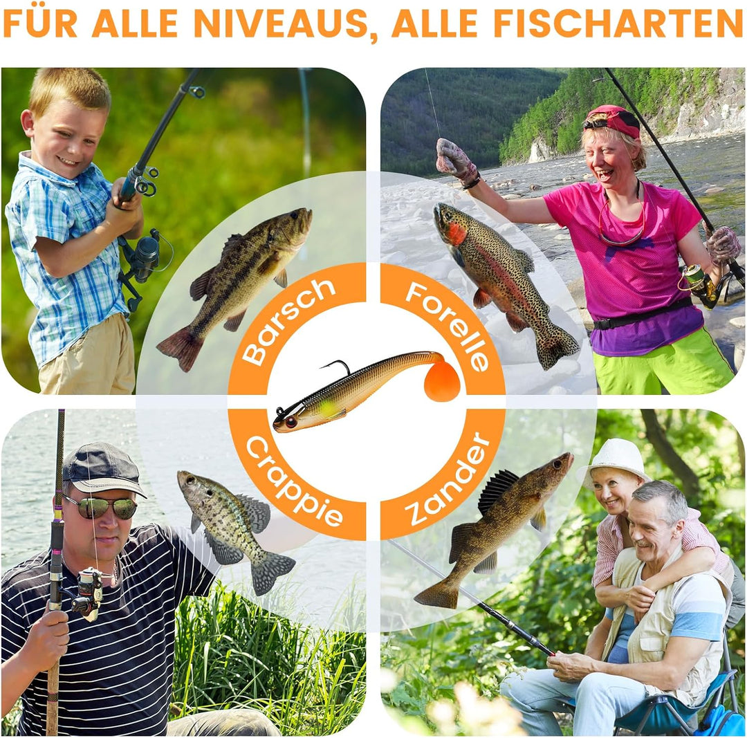 TRUSCEND Gummifische Angelköder für Forelle Zander &amp; Barsch, Kunstköder Angelausrüstung Gummiköder A