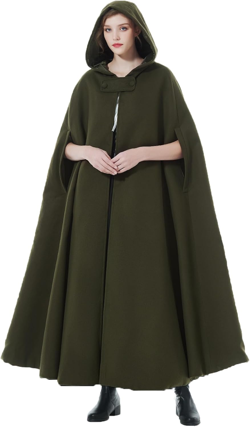BEAUTELICATE Umhang mit Kapuze Mantel Wollmischung Damen Poncho Cape Lose Trenchcoat Outwear Hochzei