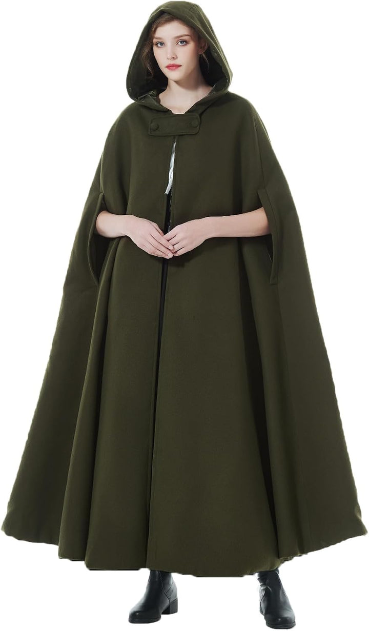 BEAUTELICATE Umhang mit Kapuze Mantel Wollmischung Damen Poncho Cape Lose Trenchcoat Outwear Hochzei
