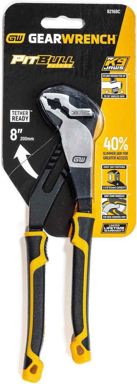 GEARWRENCH 82168C Pitbull K9 V-Jaw Doppelmaterial Zunge und Federzange 8" V-Jaw T&amp;G Zange, 8" V-Jaw