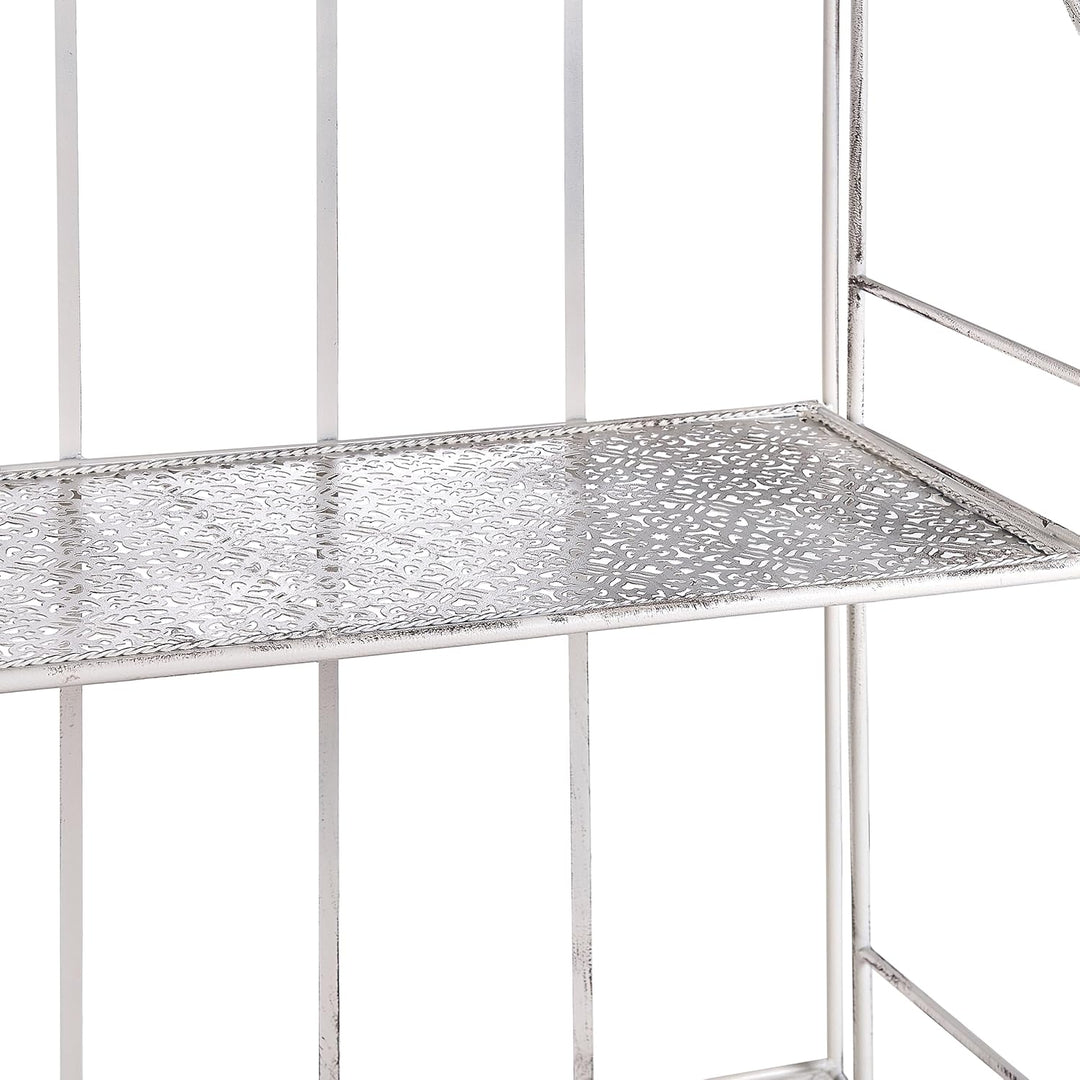 Vielseitiges Gartenregal mit Verzierungen aus Metall mit 4 Ablageflächen weiss Padua