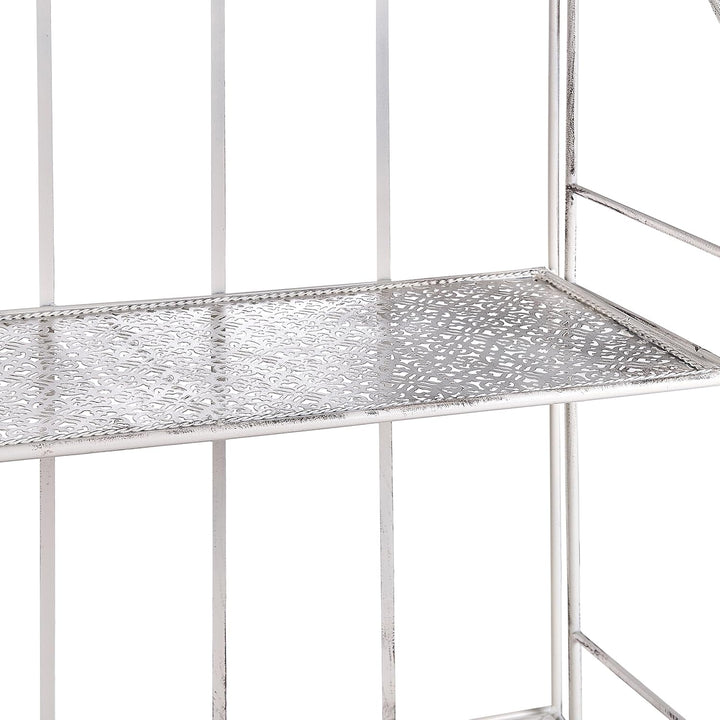 Vielseitiges Gartenregal mit Verzierungen aus Metall mit 4 Ablageflächen weiss Padua
