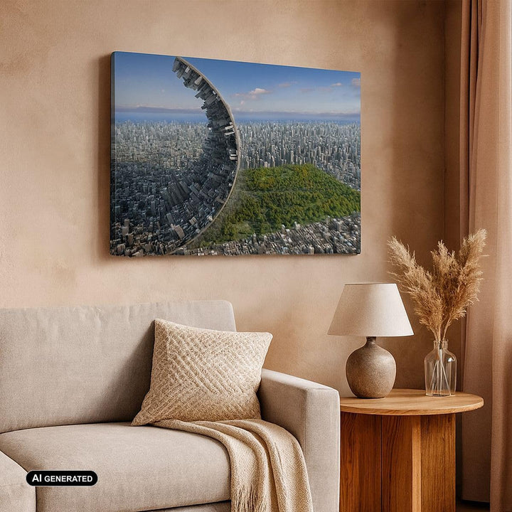 Bilder auf Leinwand 100x70cm Leinwandbild Baum Park Abstraktion Stadt Gross Wanddeko Bild Schlafzimm