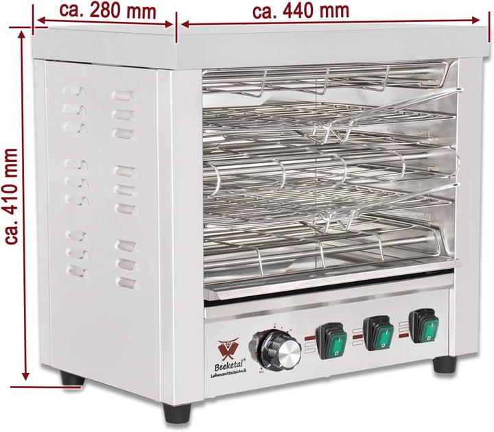 Beeketal 'BSP-1' Profi Gastro Salamander Grill Überbackgerät aus Edelstahl mit 2 Gitter, 5-30 Minute