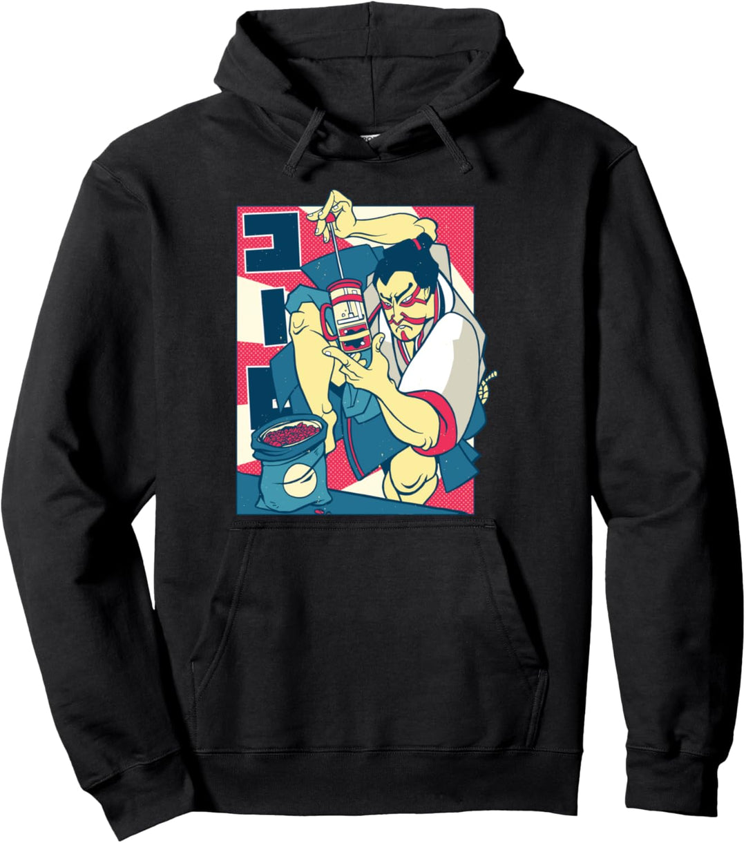 Samurai macht Kaffee | Lustige japanische Kunst Parodie Pullover Hoodie