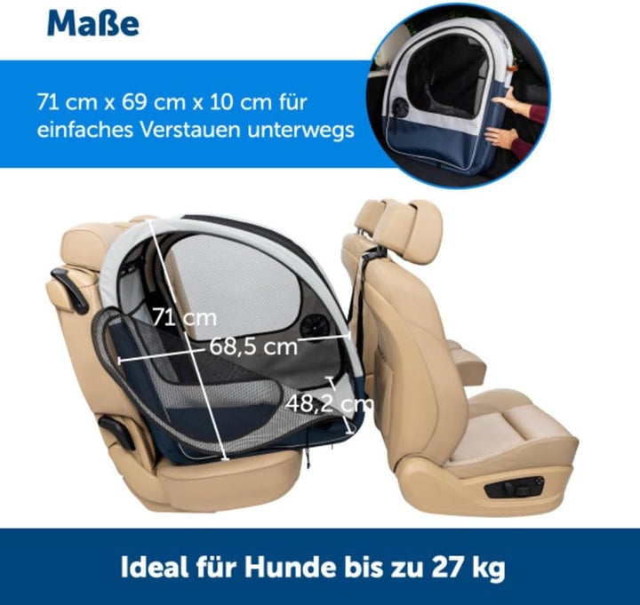 PetSafe Happy Ride Faltbare Transportbox, Hunde-Reisebox für die Autorückbank, Netztüren zur Belüftu