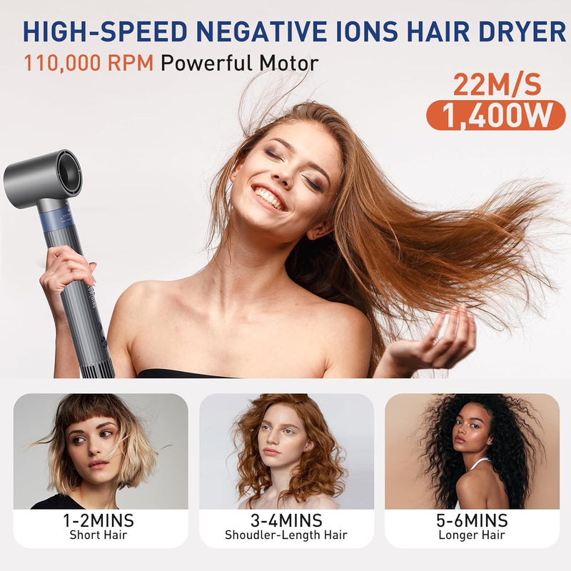 TANSHINE 5 in 1 Hairstyler Auto Air Styler Set,110,000 RPM High Speed Ionic Haartrockner Haarstyler