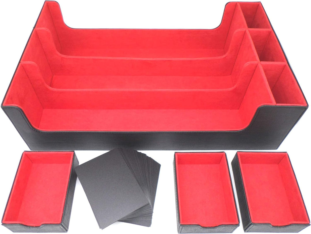 docsmagic.de Premium 3-Row Trading Card Storage Box Black/Red + Trays & Divider - MTG PKM YGO - Aufb