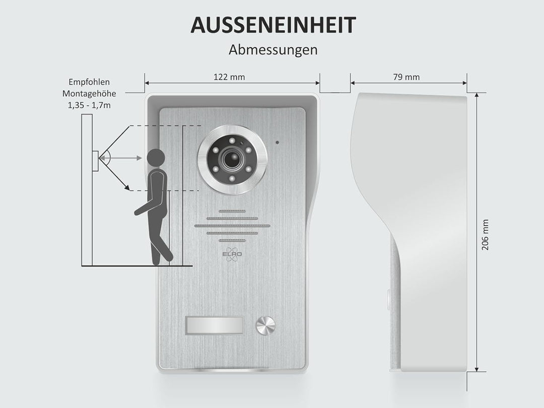 ELRO Video Türsprechanlage mit 7 Zoll Innenmonitor & Türöffner, 4-Draht Aussenstelle mit Kamera