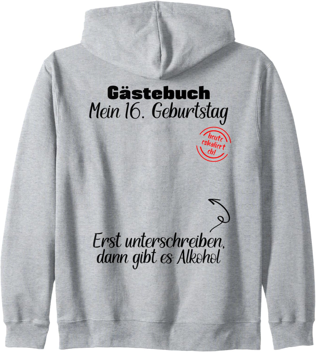 Gästebuch 16. Geburtstag Geburtstagsdeko Teenager Teenie Kapuzenjacke