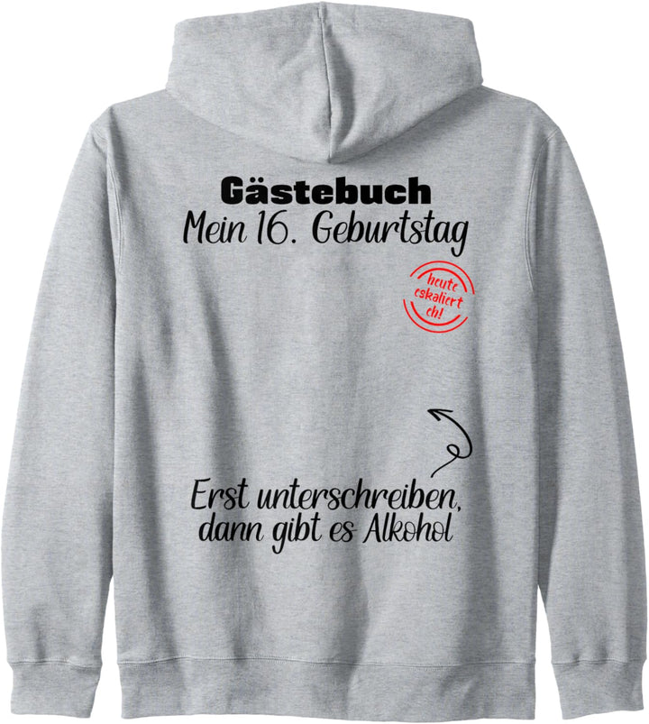 Gästebuch 16. Geburtstag Geburtstagsdeko Teenager Teenie Kapuzenjacke