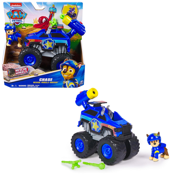 PAW PATROL Rescue Wheels - Chases Monstertruck Fahrzeug mit Geschoss-Abwurf und Chase Hundefigur, Sp