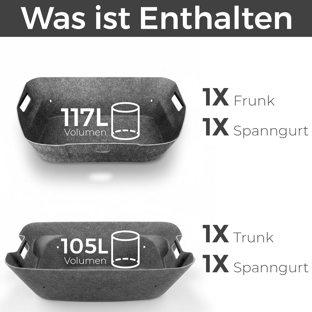 VLOX Tesla Model Y Organizer Aufbewahrungsbox Zubehör Kofferraum Trunk und Frunk Set Frunk + Trunk S
