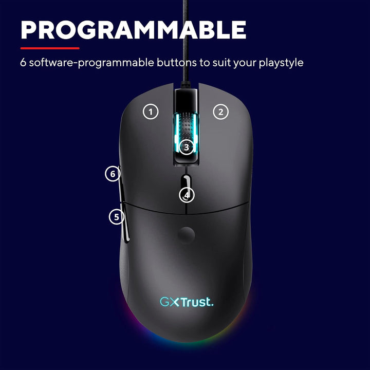 Trust Gaming GXT 981 Redex Federleichte Gaming-Maus, 200-10.000 DPI, 80-Mill-Kailh-Schaltern, Optisc