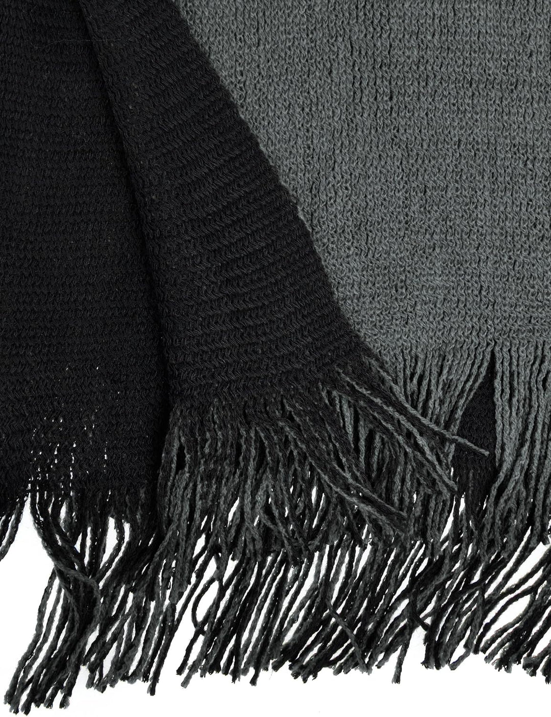 ZLYC Damen Herbst Winter Kaschmir Poncho Capes Retro Strick Cardigans mit Fransen Einheitsgrösse Gra