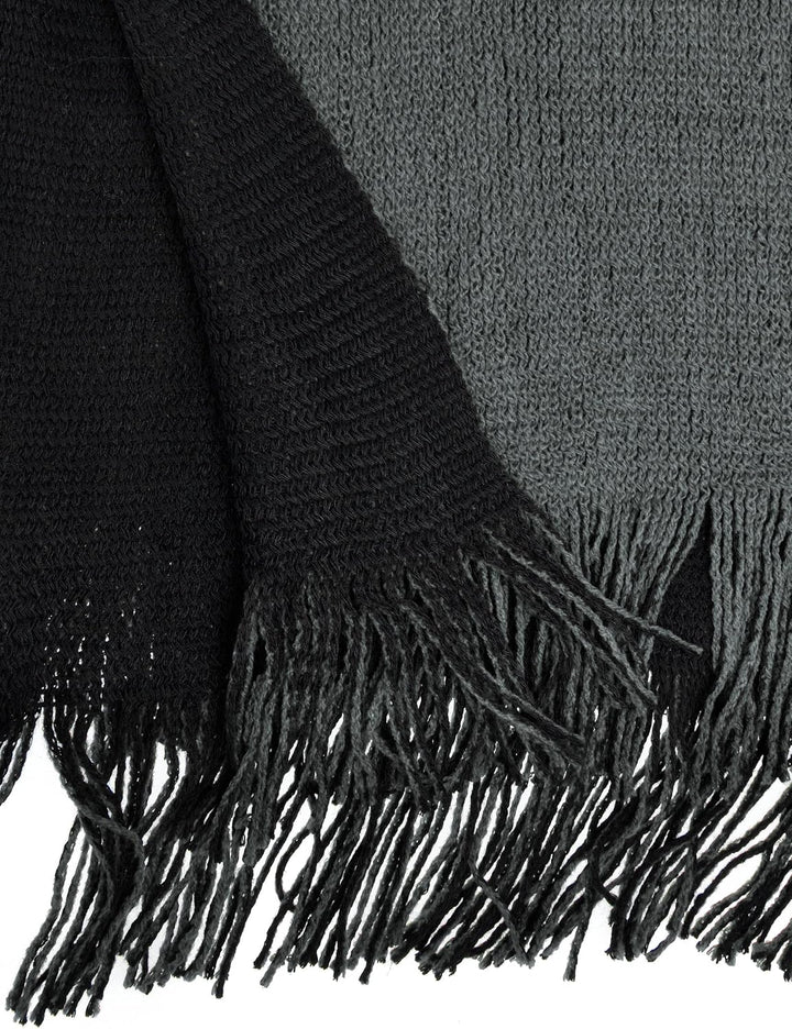 ZLYC Damen Herbst Winter Kaschmir Poncho Capes Retro Strick Cardigans mit Fransen Einheitsgrösse Gra