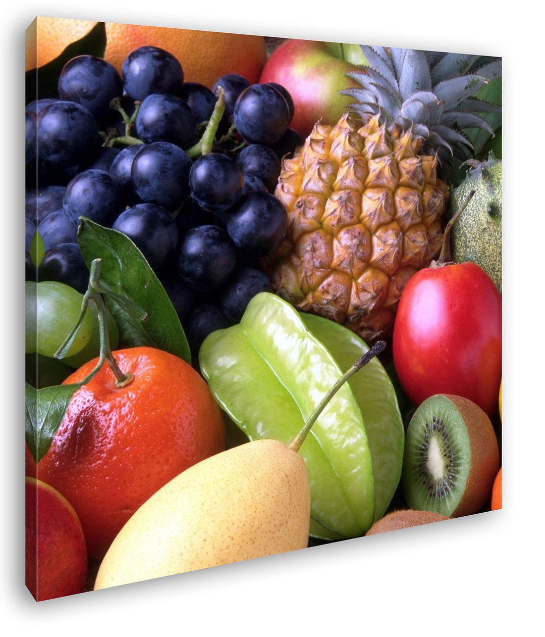 deyoli exotisches Obstgemisch Format: 70x70 als Leinwandbild, Motiv fertig gerahmt auf Echtholzrahme