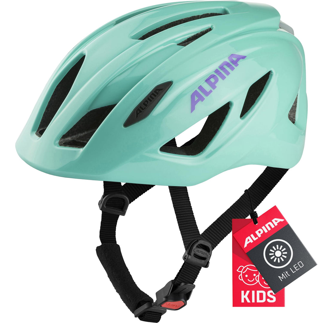 ALPINA PICO FLASH - Beleuchteter, Leichter & Bruchfester Fahrradhelm Mit Fliegennetz Für Kinder turq