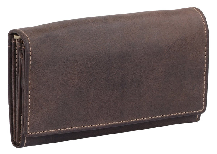 LEAS Damenbörse mit RFID Schutzfolie gegen Datendiebstahl Echt-Leder, dunkelbraun Vintage-Collection