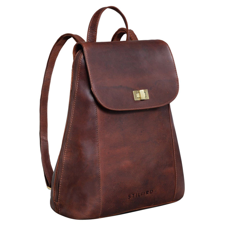 STILORD 'Victoria II' Lederrucksack Damen Vintage Rucksack für 13 Zoll MacBook DIN A4 Elegante Rucks