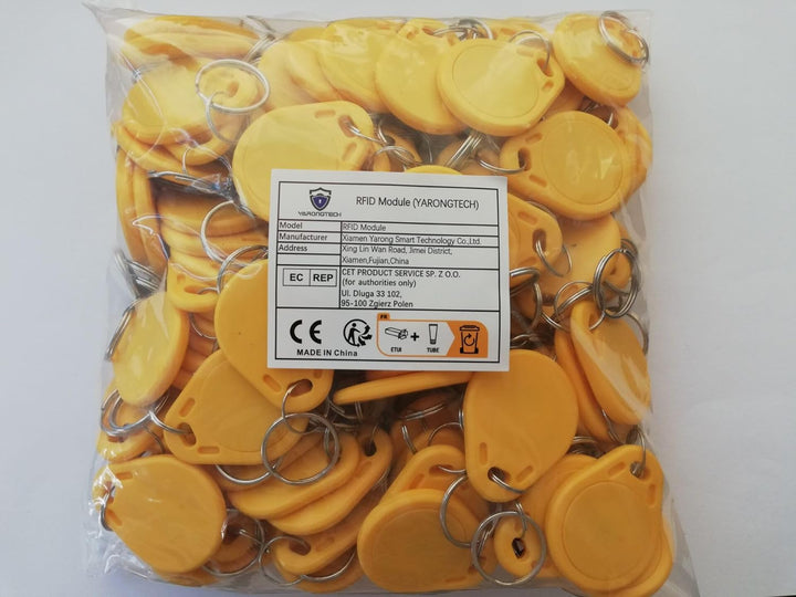 YARONGTECH ISO14443A RFID Schlüsselanhänger 13.56MHz gelb IC Tags MIFARE Classic® 1K Tag für Zugriff
