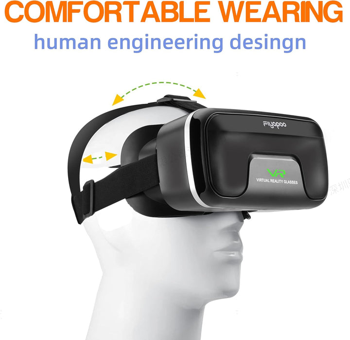 FIYAPOO VR Brille 3D Virtual Reality Brille für realistische Spiele & Filme Leicht und bequem, kompa