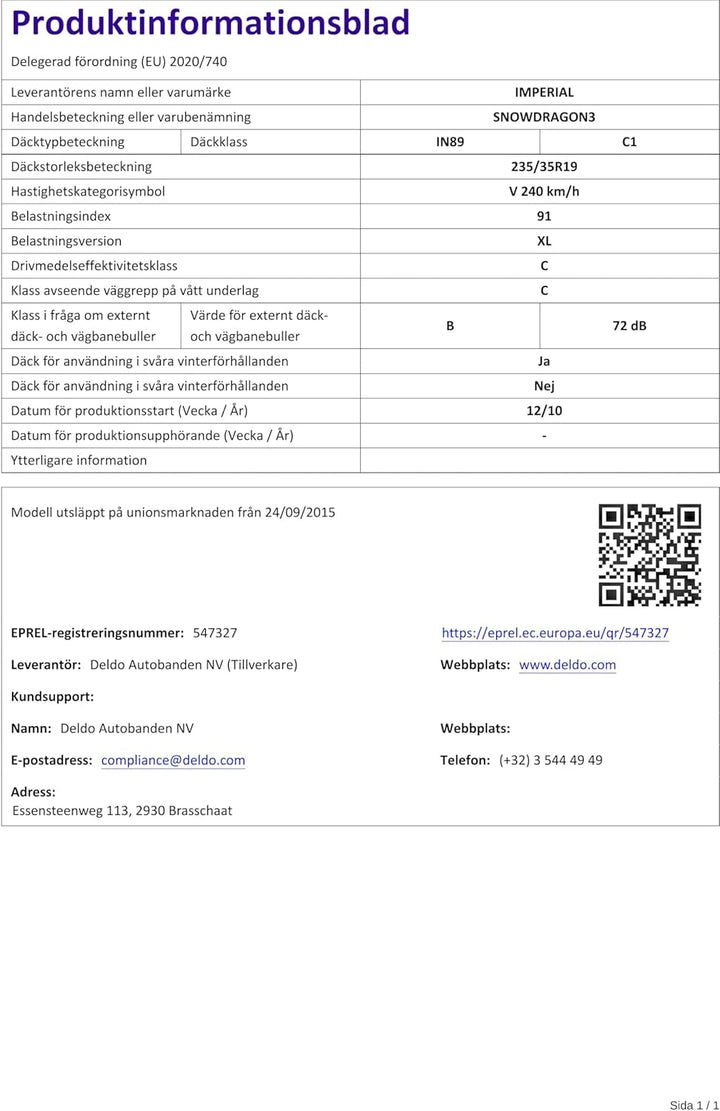 Imperial Snowdragon3 XL - 235/35R19 91V - Winterreifen