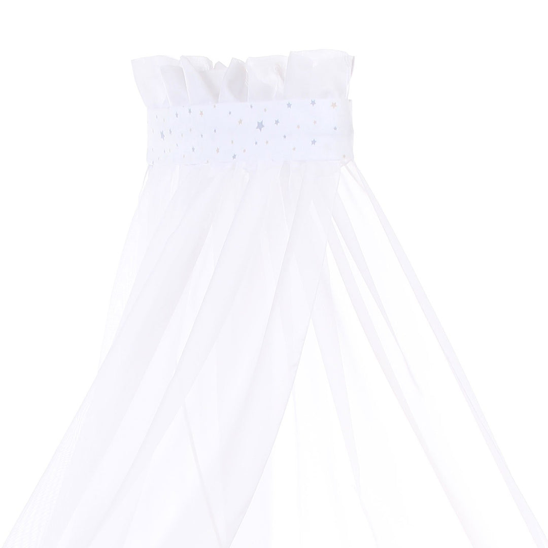 babybay Himmel Piqué mit Band passend für alle Modelle bis 96 cm Länge, weiss Sternemix Sand/azurbla