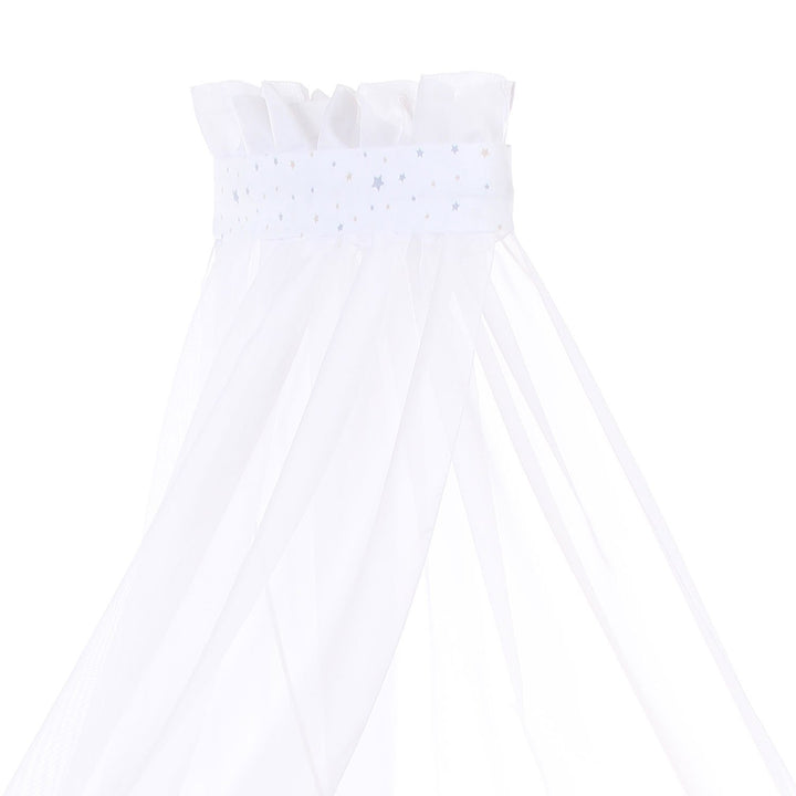 babybay Himmel Piqué mit Band passend für alle Modelle bis 96 cm Länge, weiss Sternemix Sand/azurbla