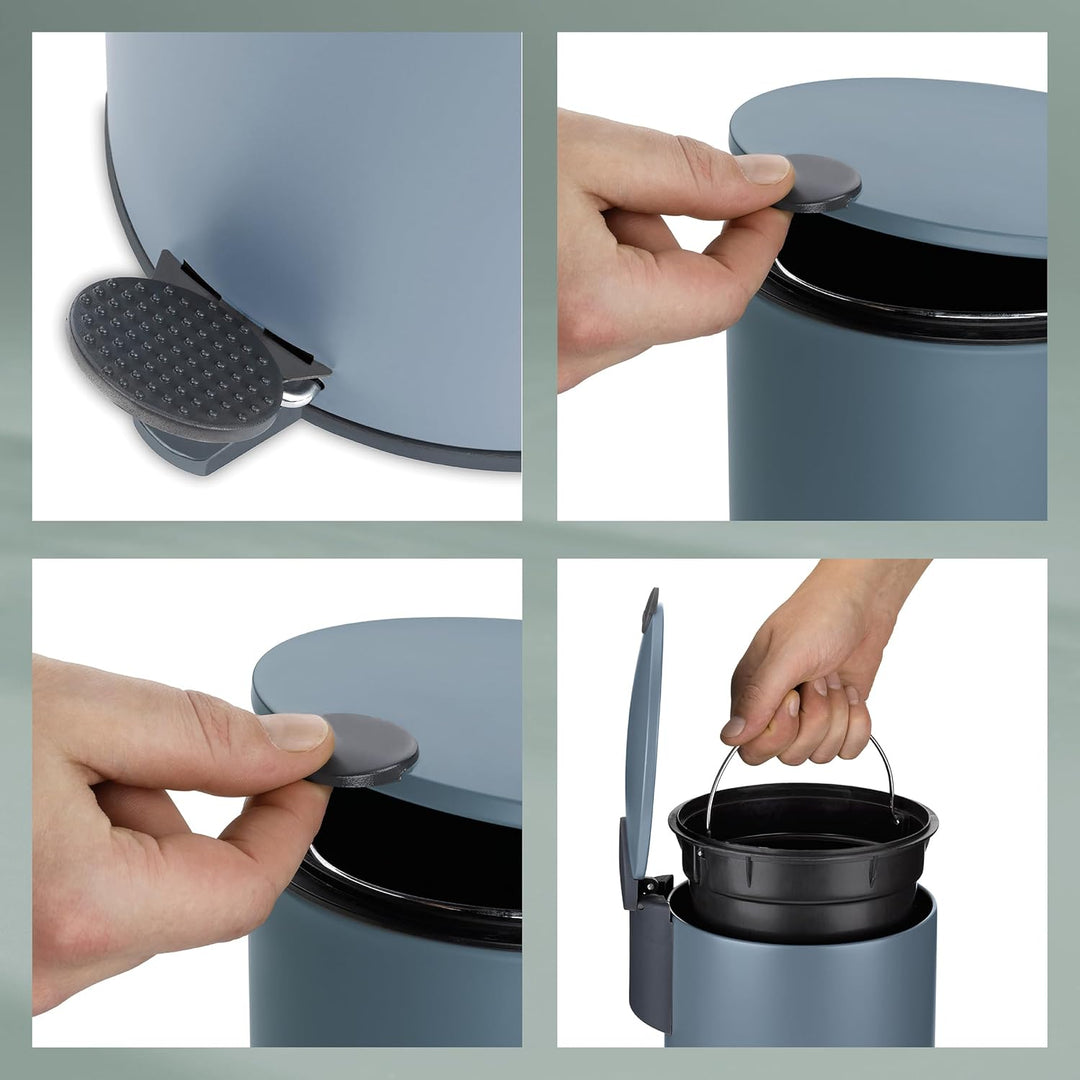 kela Kosmetikeimer 3l blau matt, Silent-Close-Deckel, Tretmülleimer Badezimmer MATS, Badmülleimer mi
