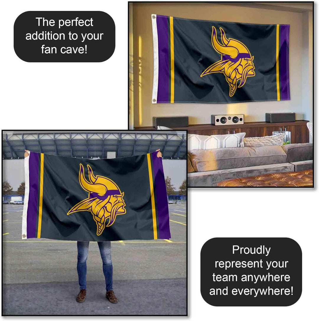 Minnesota Vikings Blackout Sideline Flagge Outdoor Indoor 90 x 150 cm Banner