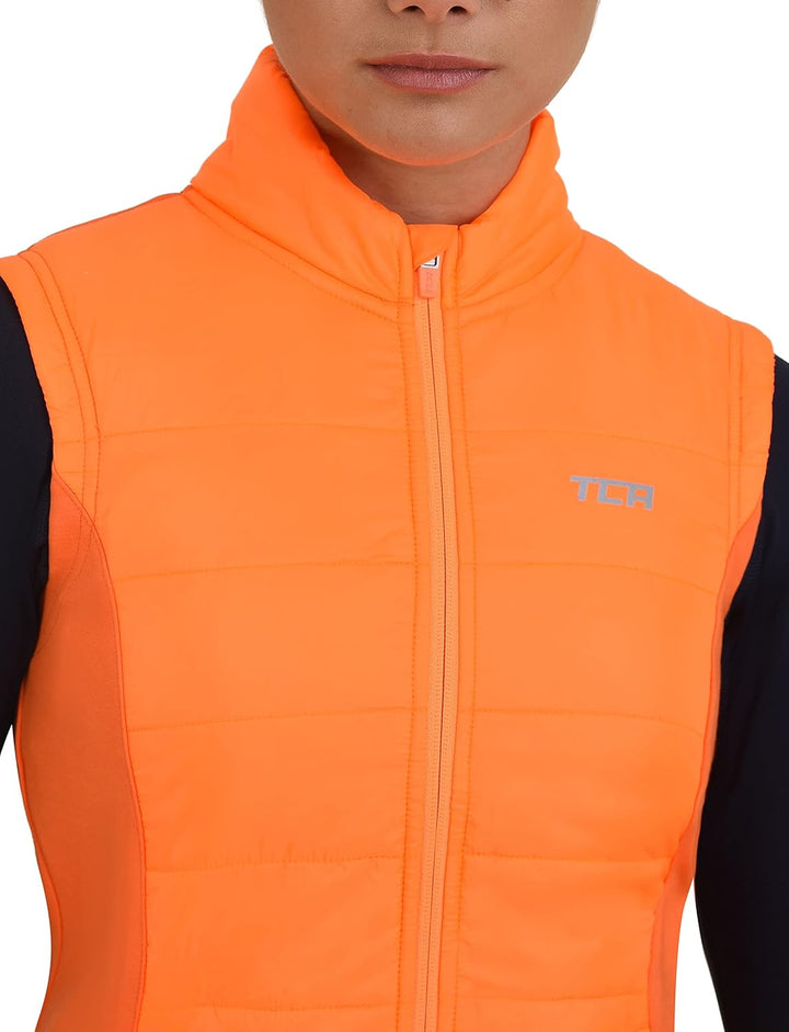 TCA Damen und Mädchen Excel Runner Leichte Laufweste mit Reissverschlusstaschen 12-14 Jahre Orange,