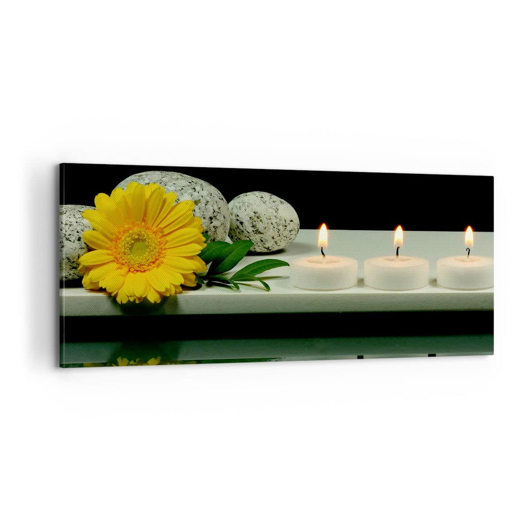 Panorama Bilder auf Leinwand 100x40cm Leinwandbild Spa Blume Kerze Stein Gross Wanddeko Bild Schlafz