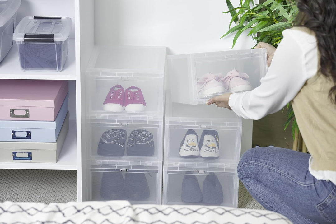 Iris Ohyama, Schuhkartons aus Kunststoff, 9 l, 6er-Set, BPA-frei, EUDF-S, transparent, stapelbar, Ve