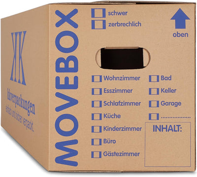 KK Verpackungen 25 x UMZUGSKARTONS ZWEIWELLIG - 634 x 290 x 326 mm - MOVEBOX - 2.20 EB Welle aus Pap