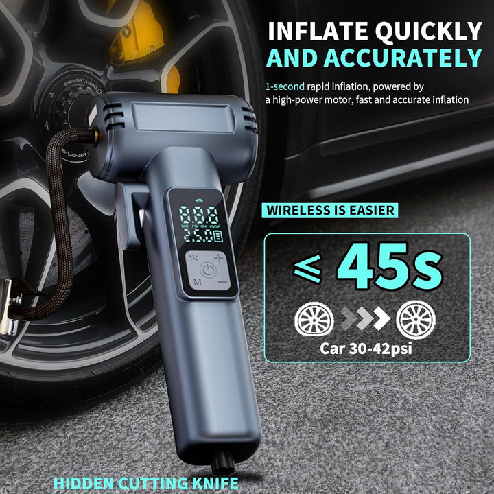Kompressor Auto – Elektrische Luftpumpe mit Akku, 150 PSI, 5 Modi für Auto, Fahrrad, Motorrad &amp; Ball