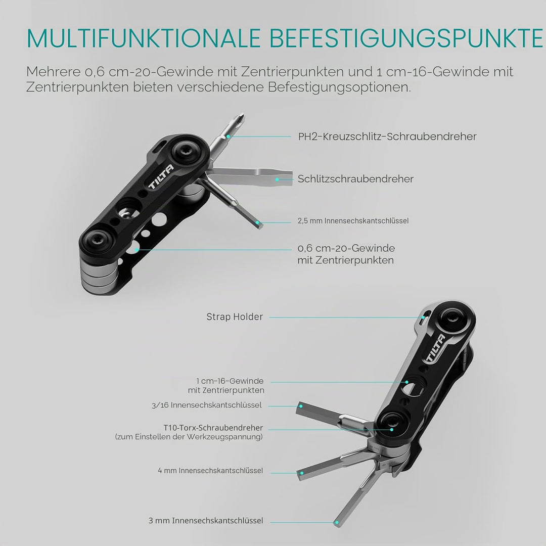 Tilta Multifunktionales Mini-Werkzeug-Set, Kamera-Werkzeug mit 6 Spezifikationen, Schraubenschlüssel