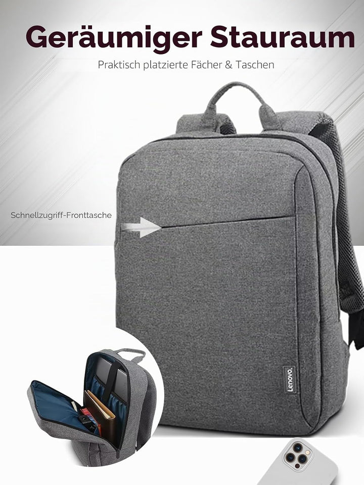 Lenovo 15.6 Laptop Casual Rucksack B210, Grau Grau 39,6 cm grosser Rucksack, Grau 39,6 cm grosser Ru