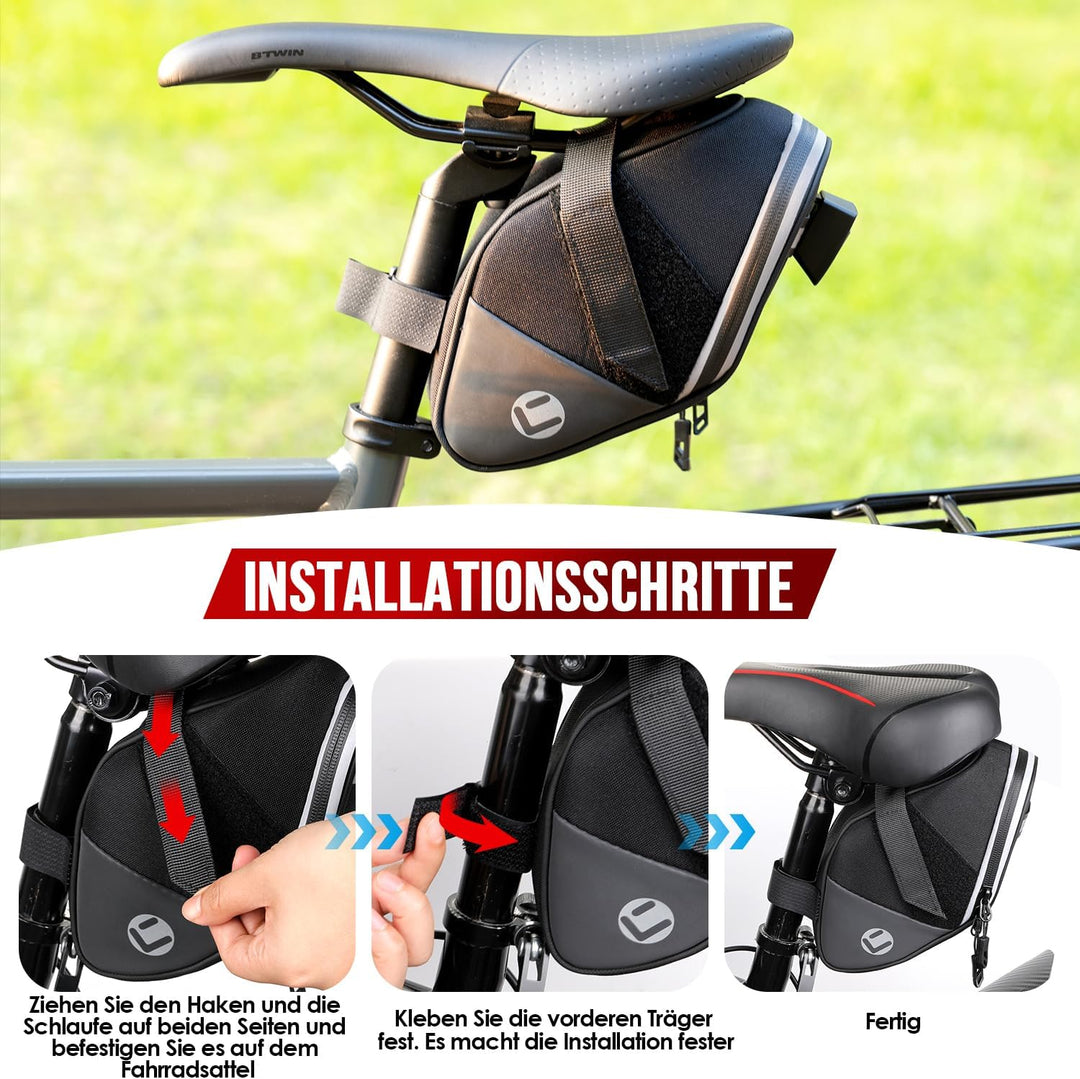Fahrrad Satteltasche, Wasserfest und reflektierende Outdoor Satteltaschen für Fahrrad, 1.5L Leichte
