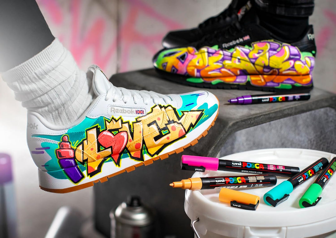 POSCA - Acrylmarker Sneaker Set 8 Farben für helle Oberflächen | Marker mit feinen und extra feinen