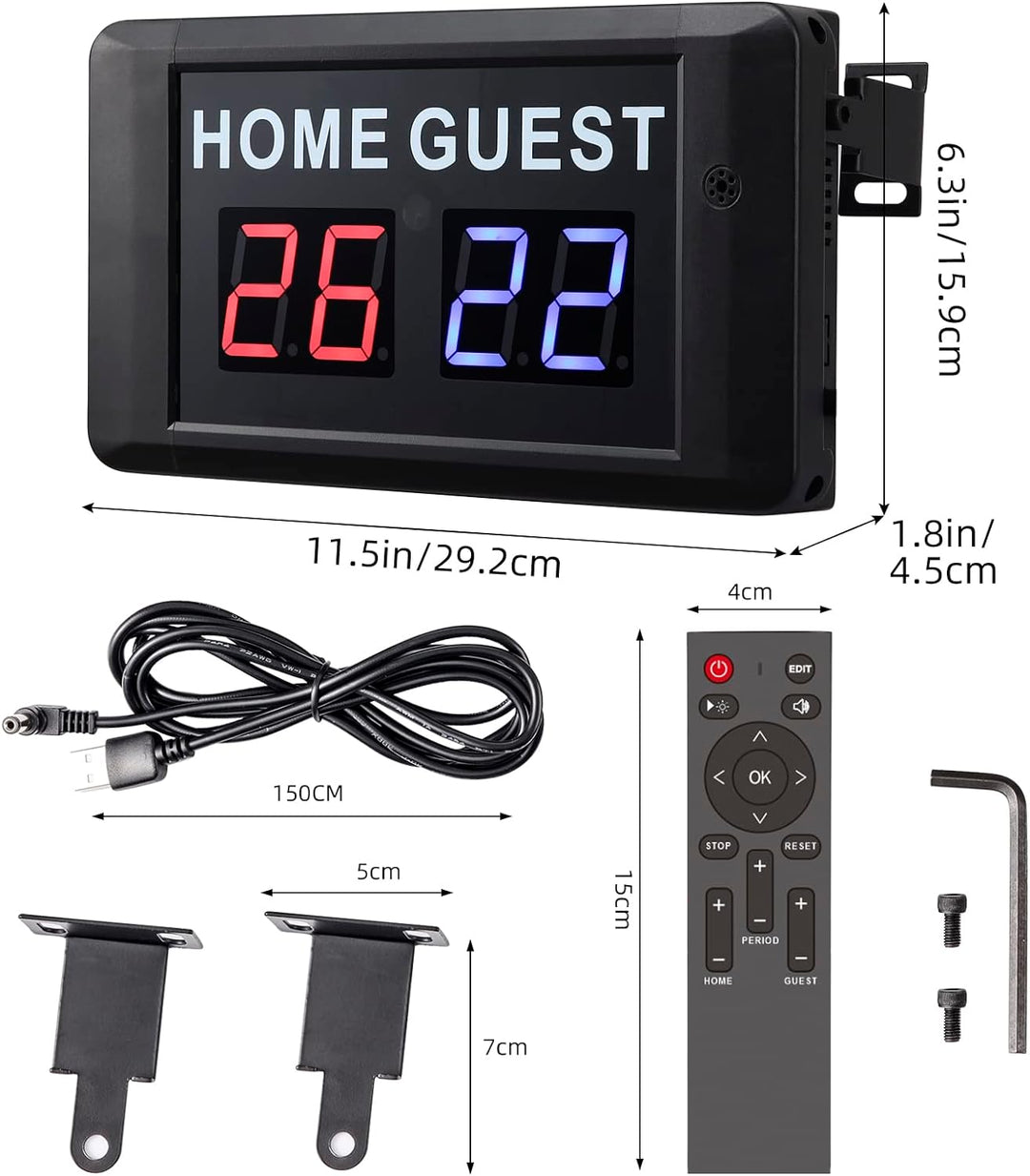 PELLOR Sport Anzeigetafel Fussball Portable Scoreboard, LED Anzeigetafel Elektronisch 0-99 mit Fernb