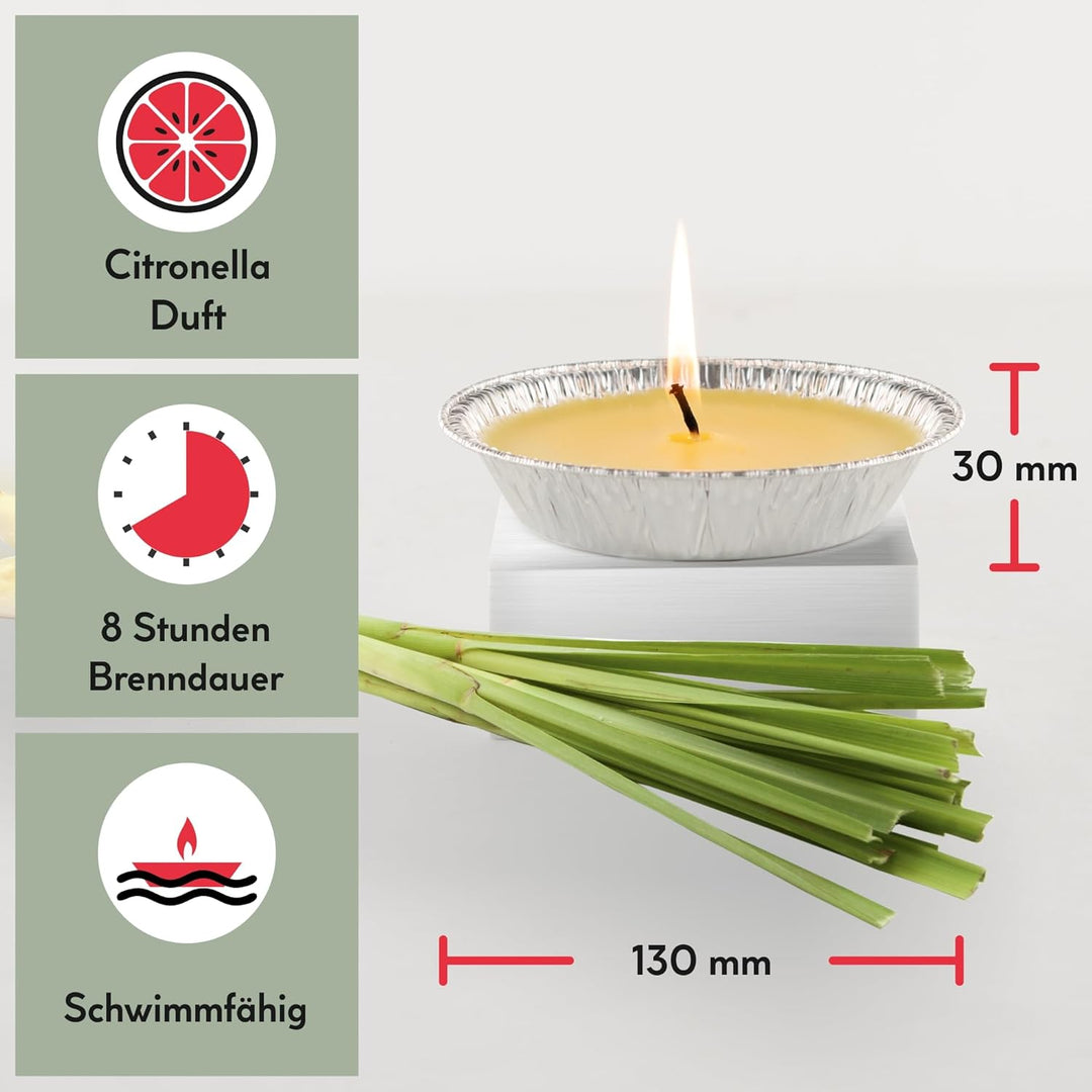 HOFER 30 x Citronella-Flammschalen für draussen | hochwertige Citonella Kerze Outdoor | mit Citronel