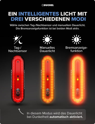 Büchel Fahrrad Rücklicht LED I Aufladbar I StVZO zugelassen I Rücklicht Fahrrad, Rücklicht Ebike, Fa
