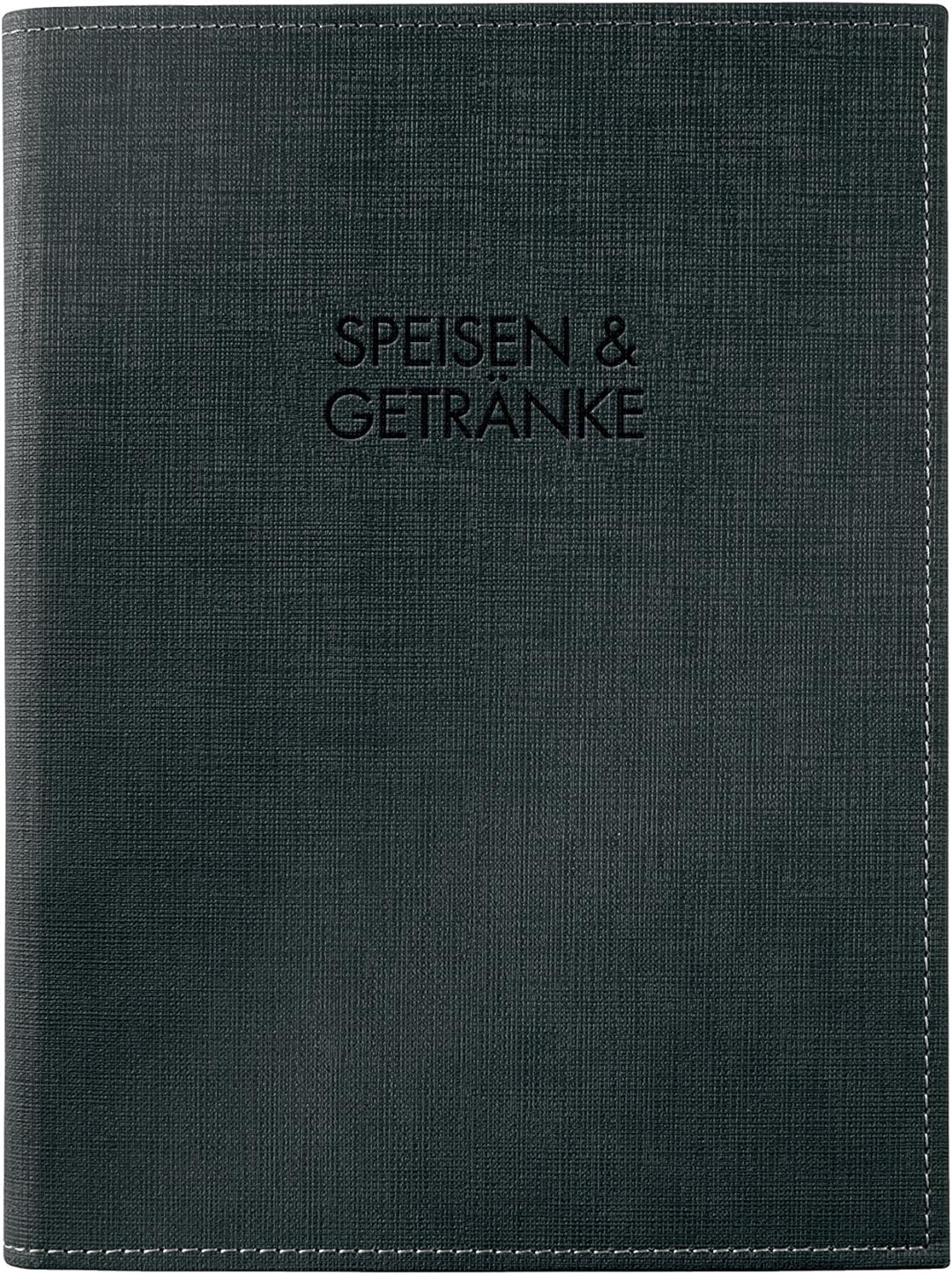 SIGEL SM136/5 Speisekarten-Mappen mit Buchschrauben-Bindung für A5, 5-er Pack, schwarz mit edler Lei