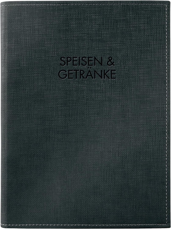 SIGEL SM136/5 Speisekarten-Mappen mit Buchschrauben-Bindung für A5, 5-er Pack, schwarz mit edler Lei